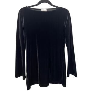 Vintage Gantos Womens Black Velvet Long Sleeve Top Whimsigoth Witchcore Medium